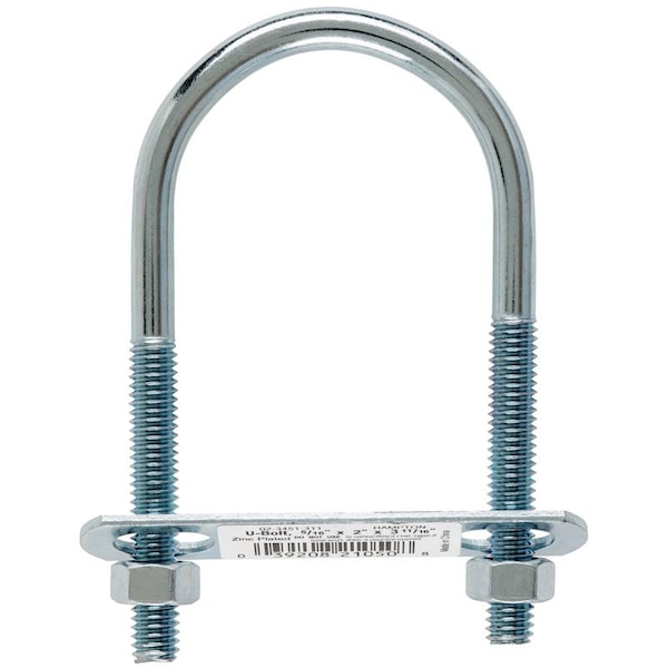 Hampton Round U-Bolt, 5/16", 2 in W, 3-3/4 in H, Zinc Plated Steel 02-3451-311 - main